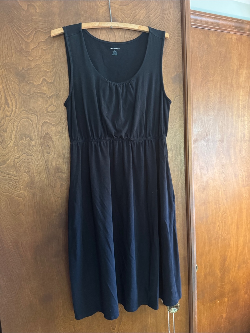 Lands' End Black Sleeveless Scoop-Neck A-Line Sundress